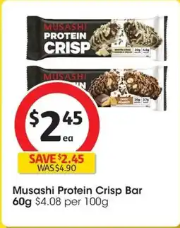 Coles Musashi Protein Crisp Bar Choc Peanut offer