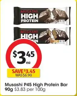 Coles Musashi High Protein P45 Bar Dark Choc Salted Caramel offer