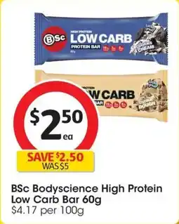 Coles BSC High Protein Low Carb Bar Cookies & Cream offer