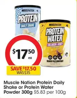 Coles Muscle Nation Protein Daily Shake or Protein Water Powder offer