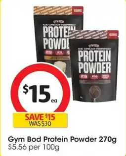 Coles Gym Bod Protein Powder Choc Pudding offer