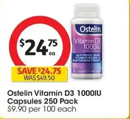 Coles Ostelin Vitamin D3 1000IU Capsules offer