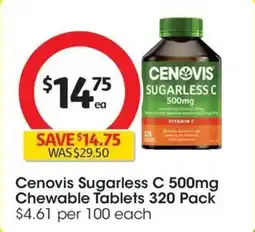 Coles Cenovis Chewable Sugarless Vitamin C offer