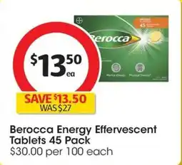 Coles Berocca Energy Effervescent Tablets offer