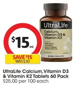 Coles UltraLife Calcium, Vitamin D3 & Vitamin K2 Tablets offer