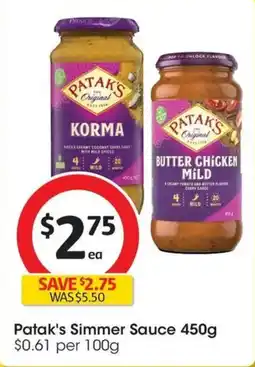 Coles Patak's Korma Simmer Sauce Mild offer