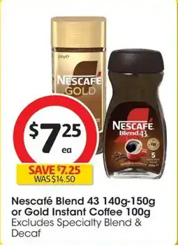 Coles Nescafé Blend 43 or Gold Instant Coffee offer