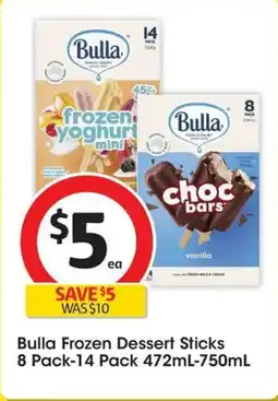 Coles Bulla Frozen Mango, Wildberry & Strawberry Yoghurt Sticks offer