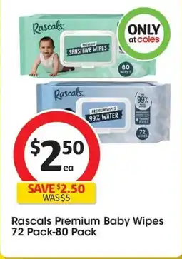 Coles Rascals Premium Baby Wipes offer