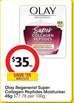 Coles Olay Regenerist Super Collagen Peptides Moisturiser offer