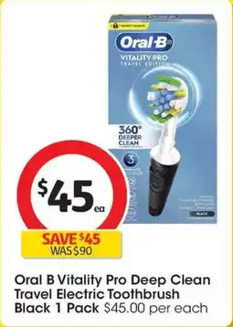 Coles Oral B Vitality Pro Deep Clean Travel Electric Toothbrush Black offer