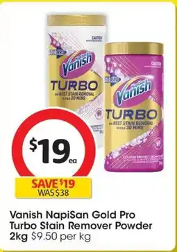 Coles Vanish Napisan Gold Pro Turbo White Stain Remover offer