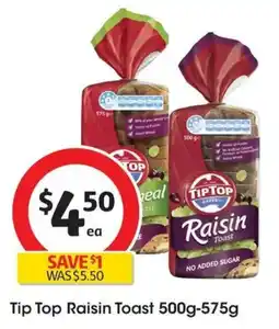 Coles Tip Top Raisin Toast Bread offer