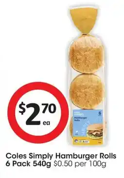Coles Coles Simply Hamburger Rolls offer