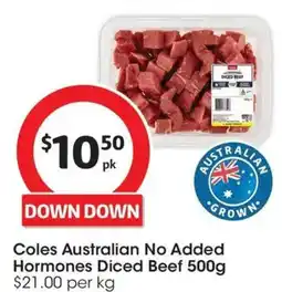 Coles Coles Australian No Added Hormones Diced Beef offer