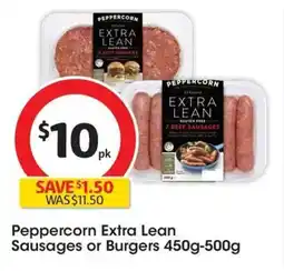 Coles Peppercorn Extra Lean Beef Sausages offer