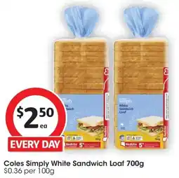Coles Coles Simply White Sandwich Loaf offer