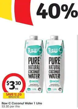 Coles Raw C Pure Natural Coconut Water offer