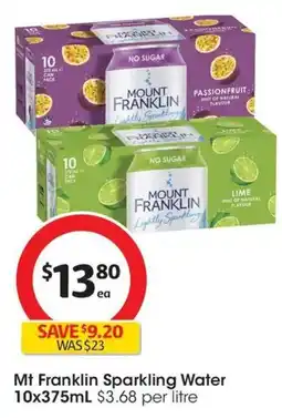 Coles Mount Franklin Lightly Sparkling Water Lime Multipack Cans offer