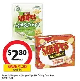 Coles Arnott's Shapes Light & Crispy Cheddar Cheese Cracker Biscuits offer