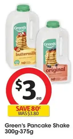 Coles Green's Original Pancake Shake offer