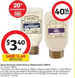 Coles Heinz Seriously Good Lite Aioli offer