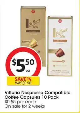 Coles Vittoria Latte Nespresso Compatible Coffee Capsules offer