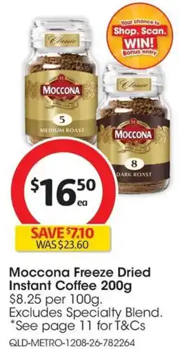 Coles Moccona Classic Dark Roast Instant Coffee offer