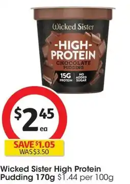 Coles Wicked Sister High Protein Chocolate Pudding offer