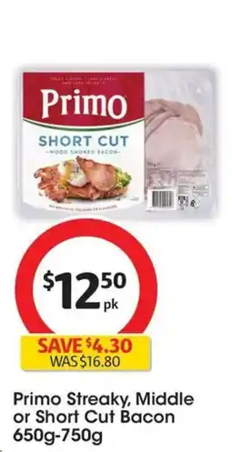 Coles Primo Streaky, Middle or Short Cut Bacon offer