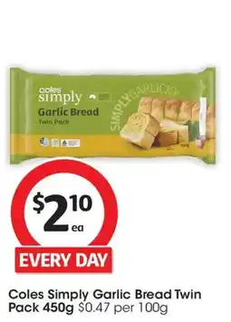 Coles Coles Simply Garlic Bread Twin Pack offer
