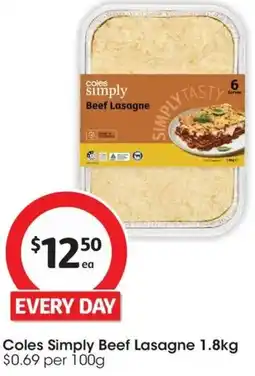 Coles Coles Simply Beef Lasagne offer