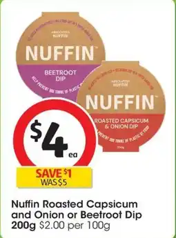 Coles Nuffin Roasted Capsicum and Onion or Beetroot Dip offer