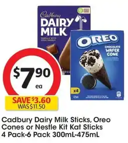 Coles Cadbury Dairy Milk Sticks, Oreo Cones or Nestle Kit Kat Sticks offer