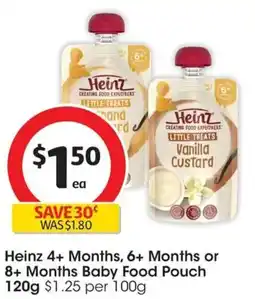 Coles Heinz 4+ Months, 6+ Months or 8+ Months Baby Food Pouch offer