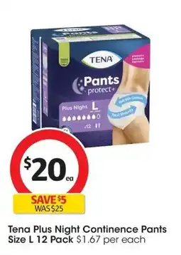 Coles Tena Plus Night Continence Pants Size L offer