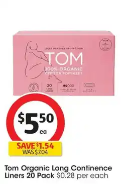 Coles Tom Organic Long Continence Liners offer