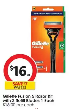 Coles Gillette Fusion 5 Razor Kit with 2 Refill Blades 1 Each offer