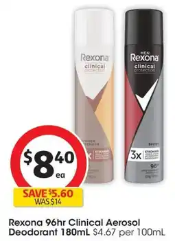 Coles Rexona 96hr Clinical Aerosol Deodorant offer