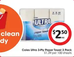 Coles Coles Ultra 3-Ply Paper Towel offer
