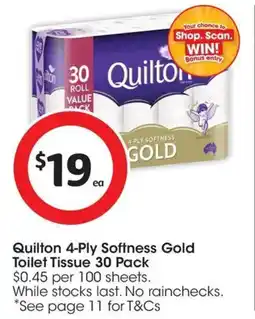 Coles Quilton 4-Ply Softness Gold Toilet Tissue offer