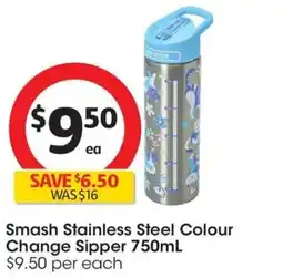 Coles Smash Stainless Steel Colour Change Sipper offer