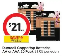 Coles Duracell Coppertop Batteries AA or AAA offer
