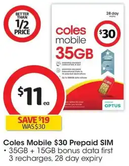 Coles Coles Mobile offer