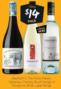 Cellarbrations Elephant In The Room Range, Amberley Chimney Brush Range or Ferngrove White Label Range offer