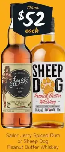 Cellarbrations Sailor Jerry Spiced Rum or Sheep Dog Peanut Butter Whiskey offer