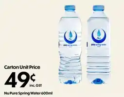 Campbells Wholesale Nu Pure Spring Water offer