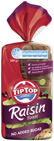 IGA Tip Top Raisin Toast 500‑575g Selected Varieties offer