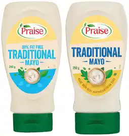 IGA Praise Traditional Squeeze Mayo 250‑280g Selected Varieties offer