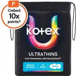 Woolworths U by Kotex Ultrathins, Maxi or Zero Pads Pk 6-14 offer